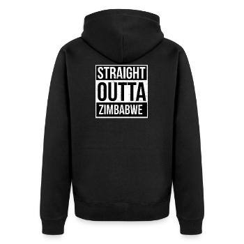 Straight Outta Zimbabwe! | Bestes Land - Unisex Premium Bio Zip Hoodie - Schwarz - Hinten - Nico (187cm)
