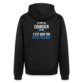 Coursier super pouvoir homme - Veste à capuche bio Premium Unisexe - noir - Dos - Nico (187cm)