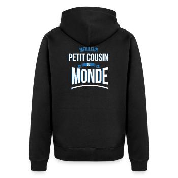 Meilleur Petit cousin du monde homme - Veste à capuche bio Premium Unisexe - noir - Dos - Nico (187cm)
