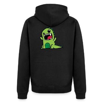 Dino Comic Cartoon - Unisex Premium Bio Zip Hoodie - Schwarz - Hinten - Nico (187cm)
