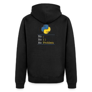 Python no problem - Unisex Premium Organic Zip Hoodie - black - Back - Nico (187cm)