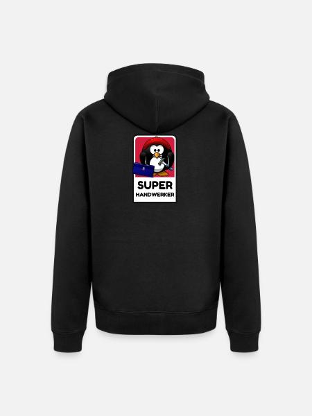 Super Handwerker - lustiger Pingu - Unisex Premium Bio Zip Hoodie - Schwarz