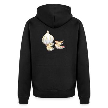 Knoblauch Garlic - Unisex Premium Organic Zip Hoodie - black - Back - Nico (187cm)