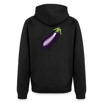 eggplant - Unisex Premium Organic Zip Hoodie - black - Back - Nico (187cm)