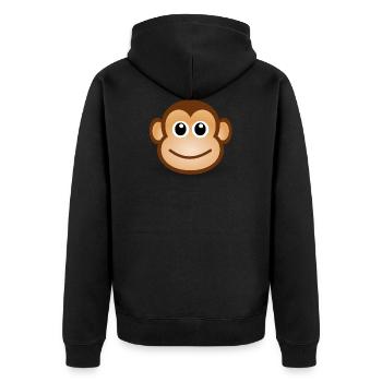Affengesicht Geschenkidee - Unisex Premium Bio Zip Hoodie - Schwarz - Hinten - Nico (187cm)