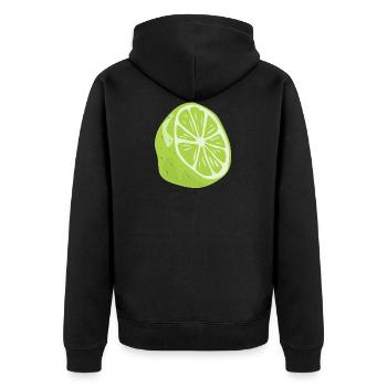 Limette Gesund Ernährung lecker Geschenk - Unisex Premium Bio Zip Hoodie - Schwarz - Hinten - Nico (187cm)