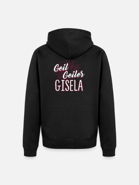 GISELA - geiler - Unisex Premium Bio Zip Hoodie - Schwarz