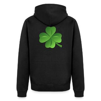 kleeblatt glueck shamrock luck four leaf clover18 - Unisex Premium Bio Zip Hoodie - Schwarz - Hinten - Nico (187cm)