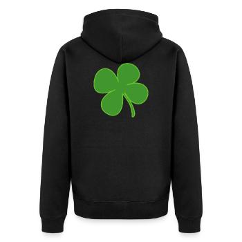 kleeblatt glueck shamrock luck four leaf clover21 - Unisex Premium Bio Zip Hoodie - Schwarz - Hinten - Nico (187cm)