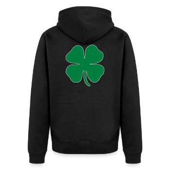 kleeblatt glueck shamrock luck four leaf clover54 - Unisex Premium Bio Zip Hoodie - Schwarz - Hinten - Nico (187cm)