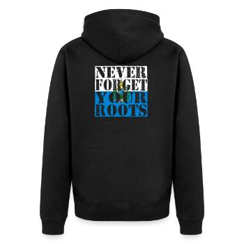 Never-Forget-Roots-Roots-San-Marino - Unisex Premium Organic Zip Hoodie - black - Back - Nico (187cm)