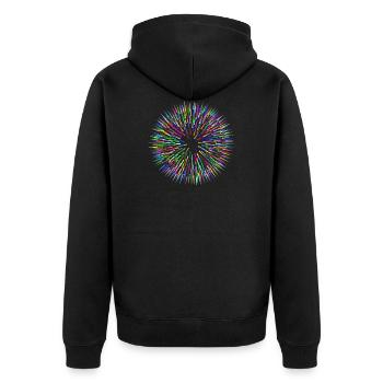 Bunte Nadeln abstrakt - Unisex Premium Bio Zip Hoodie - Schwarz - Hinten - Nico (187cm)