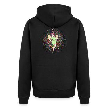 Elfen Shirt für Mädchen Geschenk - Unisex Premium Bio Zip Hoodie - Schwarz - Hinten - Nico (187cm)