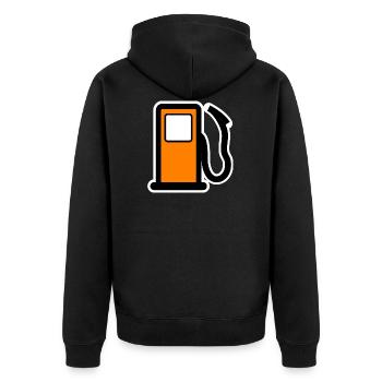 benzin gas tankstelle petrol station oil productio - Unisex Premium Bio Zip Hoodie - Schwarz - Hinten - Nico (187cm)