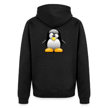 Klassischer Pinguin! Geschenkidee Idee - Unisex Premium Bio Zip Hoodie - Schwarz - Hinten - Nico (187cm)
