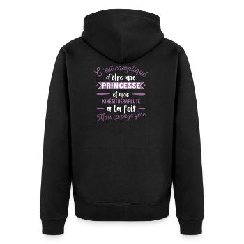 Princesse Kinésithérapeute cadeau métier - Veste à capuche bio Premium Unisexe - noir - Dos - Nico (187cm)