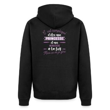 Princesse Menuisière cadeau métier - Veste à capuche bio Premium Unisexe - noir - Dos - Nico (187cm)