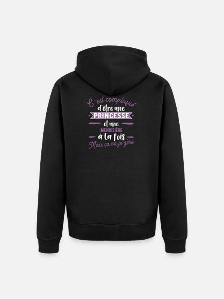 Princesse Menuisière cadeau métier - Veste à capuche bio Premium Unisexe - noir