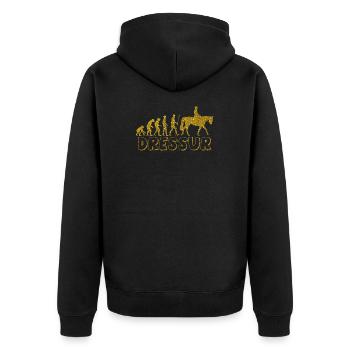Evolution Dressur Golden Glitter Effekt - Unisex Premium Bio Zip Hoodie - Schwarz - Hinten - Nico (187cm)