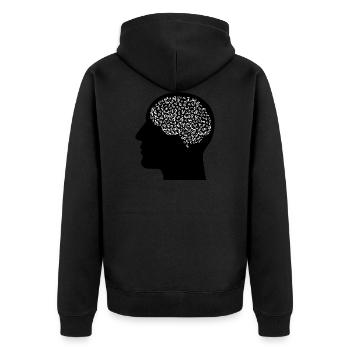 Geld im Kopf Geschenk - Unisex Premium Bio Zip Hoodie - Schwarz - Hinten - Nico (187cm)