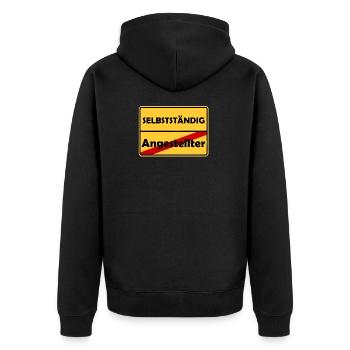 Glückwunsch zur Selbstständigkeit! - Unisex Premium Bio Zip Hoodie - Schwarz - Hinten - Nico (187cm)