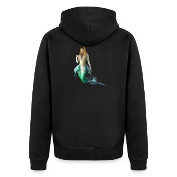 Meerjungfrau sexy nackte Frau als Geschenkidee - Unisex Premium Bio Zip Hoodie - Schwarz - Hinten - Nico (187cm)