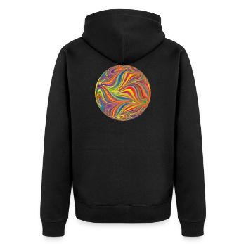 Bunter Farbkreis mit verlaufenden Farben - Unisex Premium Bio Zip Hoodie - Schwarz - Hinten - Nico (187cm)