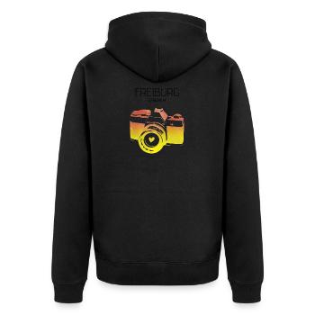 Camera Freiburg Germany - Unisex Premium Organic Zip Hoodie - black - Back - Nico (187cm)