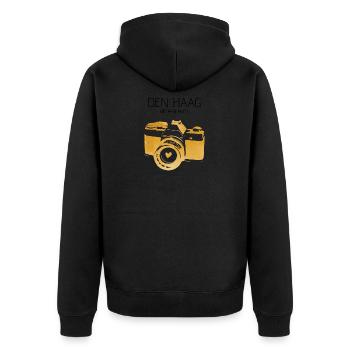 Kamera Den Haag Niederlande - Unisex Premium Bio Zip Hoodie - Schwarz - Hinten - Nico (187cm)