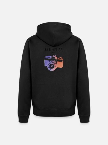 Camera Mulhouse France - Unisex Premium Organic Zip Hoodie - black