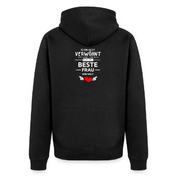 Beste Frau der Welt Valentinstag Geschenk Liebe - Unisex Premium Bio Zip Hoodie - Schwarz - Hinten - Nico (187cm)
