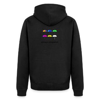 Regenschirme Herbst Geschenkidee - Unisex Premium Bio Zip Hoodie - Schwarz - Hinten - Nico (187cm)