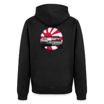 Japanese GTR skyline old and new - Unisex Premium Organic Zip Hoodie - black - Back - Nico (187cm)