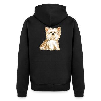 Yorkshire Terrier dog - cute puppy dog - Unisex Premium Organic Zip Hoodie - black - Back - Nico (187cm)