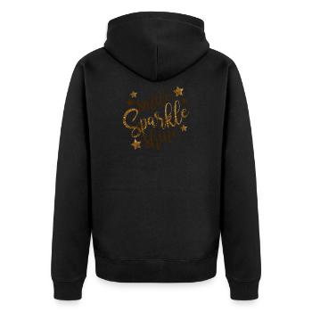Smile Sparkle Shine! Spruch Blogger Geschenkidee - Unisex Premium Bio Zip Hoodie - Schwarz - Hinten - Nico (187cm)