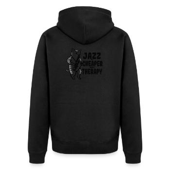 Jazz ist die Musik des rhythmischen Mannes - Unisex Premium Bio Zip Hoodie - Schwarz - Hinten - Nico (187cm)