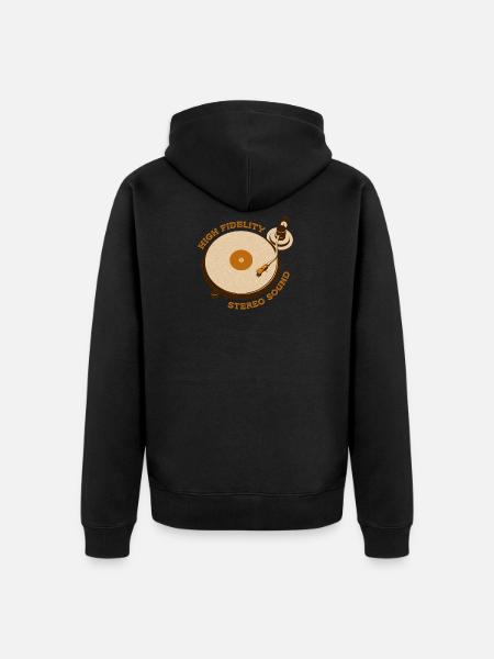 Reto Turntable - Unisex Premium Organic Zip Hoodie - black