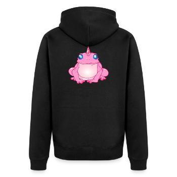 Frosch mit Horn - Unisex Premium Bio Zip Hoodie - Schwarz - Hinten - Nico (187cm)