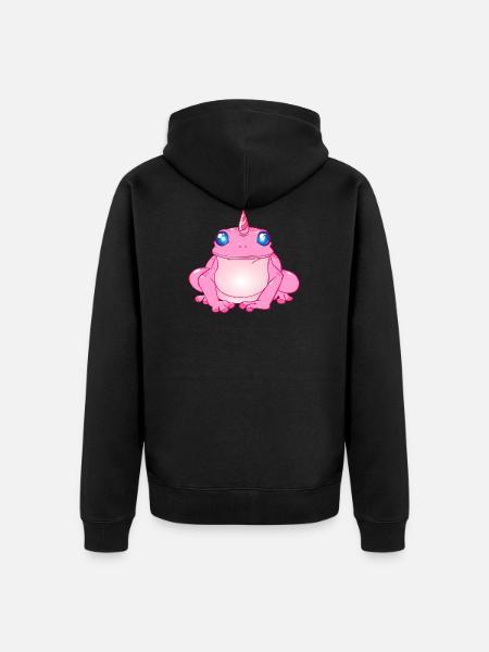 Frog with horn - Unisex Premium Organic Zip Hoodie - black