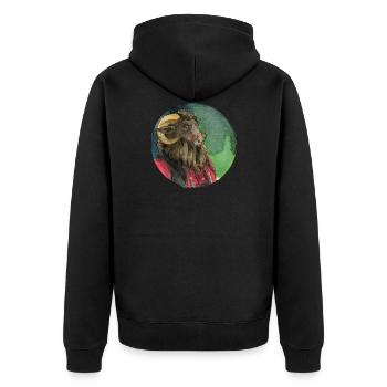 ram - Unisex Premium Organic Zip Hoodie - black - Back - Nico (187cm)