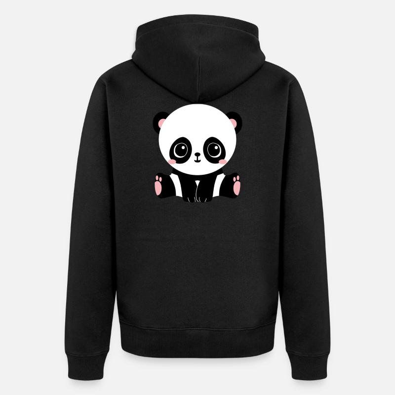 Panda - Unisex Premium Bio Zip Hoodie - Schwarz