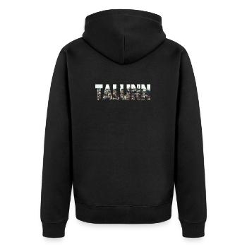 Tallinn Estland Photoart City Stadt Altstadt - Unisex Premium Bio Zip Hoodie - Schwarz - Hinten - Nico (187cm)