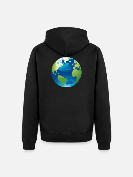 Erde Motiv als Geschenkidee - Unisex Premium Bio Zip Hoodie - Schwarz
