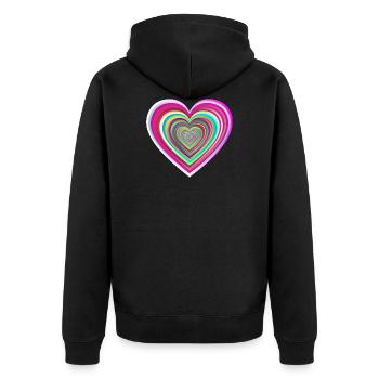 buntes Herz mit 3D-Effekt - Unisex Premium Bio Zip Hoodie - Schwarz - Hinten - Nico (187cm)