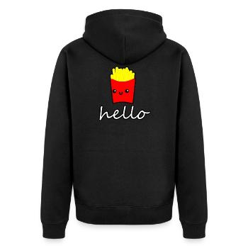 doodle frieze hello cute anime style - Unisex Premium Organic Zip Hoodie - black - Back - Nico (187cm)
