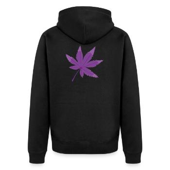 Lila Blatt - Herbstmotiv Geschenk - Unisex Premium Bio Zip Hoodie - Schwarz - Hinten - Nico (187cm)