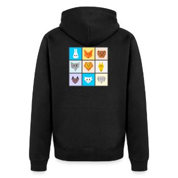 Colorful animal mix with favorite animals - Unisex Premium Organic Zip Hoodie - black - Back - Nico (187cm)