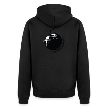 Happiness is HIKING Hiking Mountain Gift Mountains - Unisex Premium Organic Zip Hoodie - black - Back - Nico (187cm)
