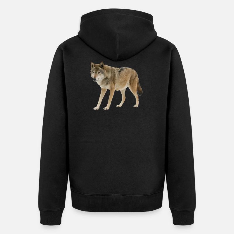 Wolf - Unisex Premium Bio Zip Hoodie - Schwarz