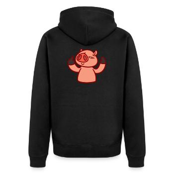 Fuck you pig shirt gift - Unisex Premium Organic Zip Hoodie - black - Back - Nico (187cm)